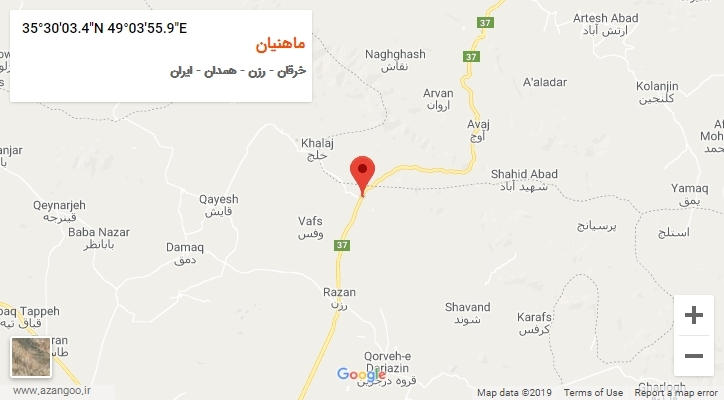 روستای ماهنیان بر روی نقشه