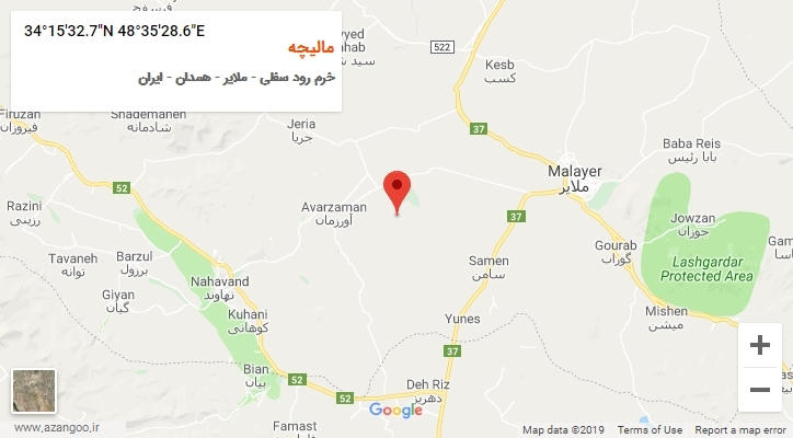 روستای مالیچه بر روی نقشه