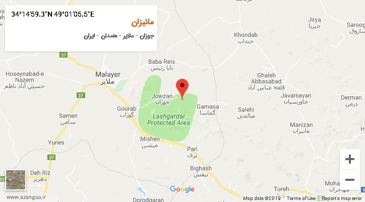 روستای مانیزان بر روی نقشه