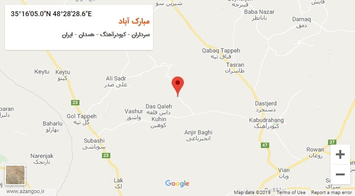 روستای مبارک آباد بر روی نقشه