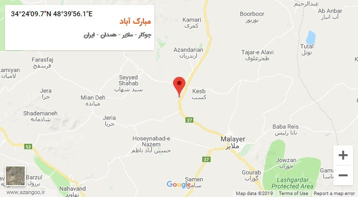 روستای مبارک آباد بر روی نقشه