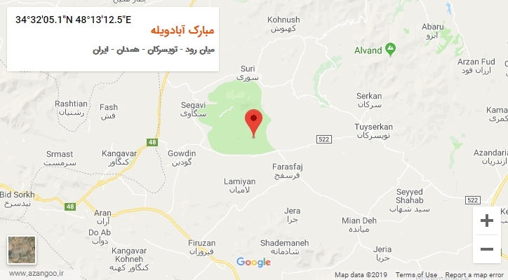 روستای مبارک آبادویله بر روی نقشه