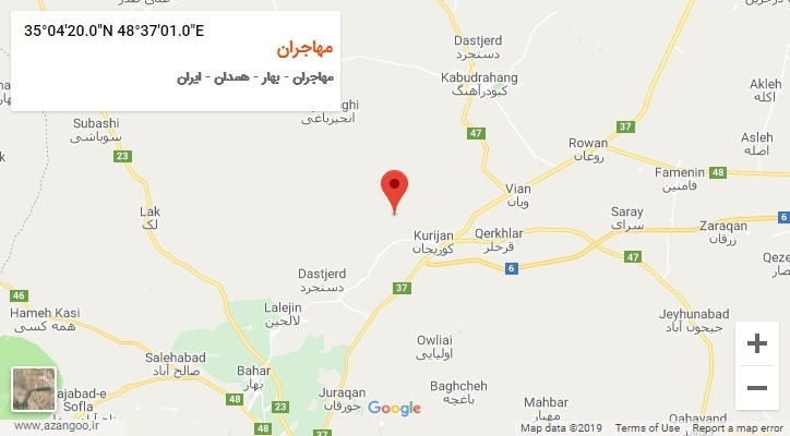 روستای مهاجران بر روی نقشه