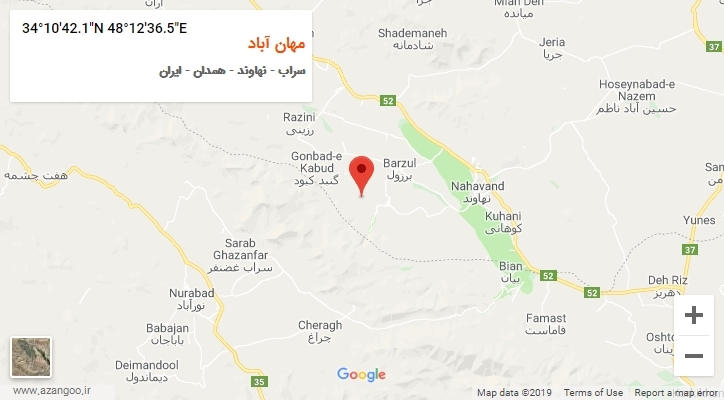روستای مهان آباد بر روی نقشه