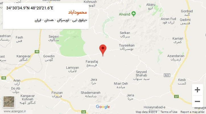روستای محمودآباد بر روی نقشه