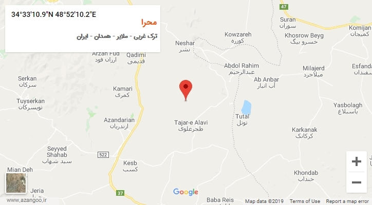 روستای محرا بر روی نقشه