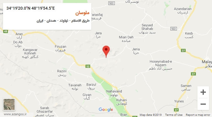 روستای ملوسان بر روی نقشه