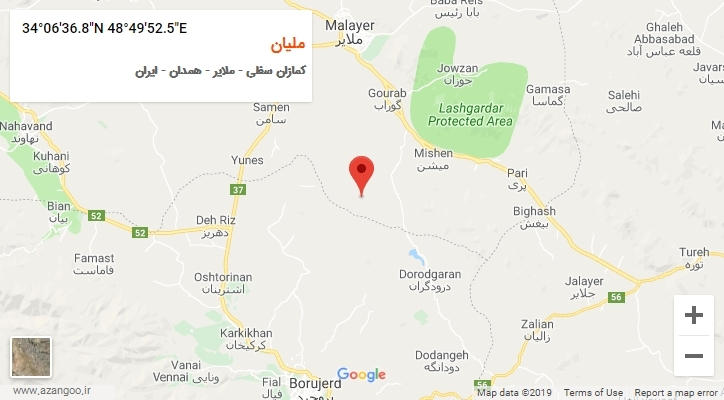 روستای ملیان بر روی نقشه