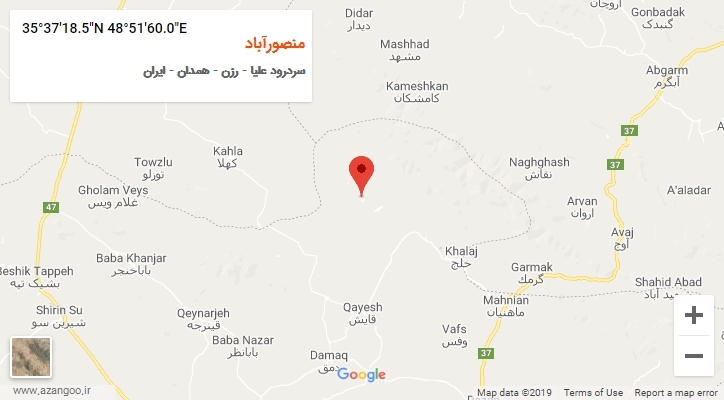 روستای منصورآباد بر روی نقشه