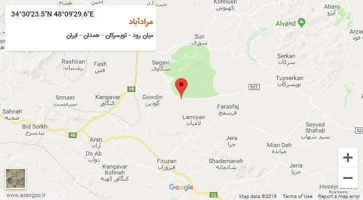 روستای مرادآباد بر روی نقشه
