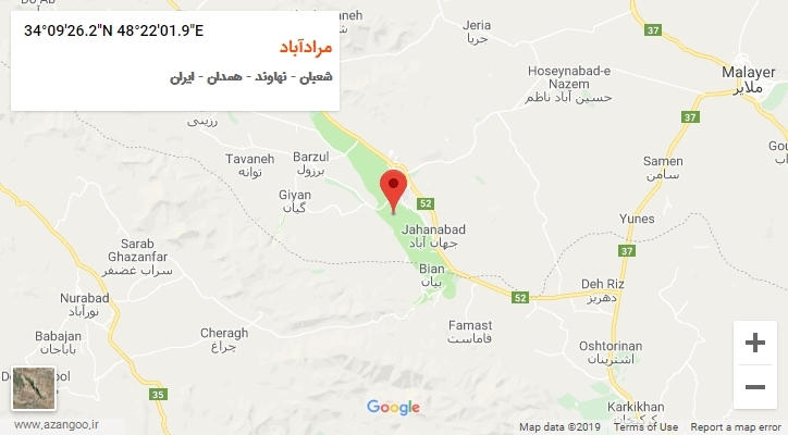 روستای مرادآباد بر روی نقشه