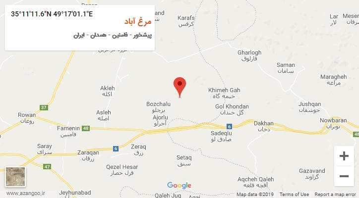 روستای مرغ آباد بر روی نقشه