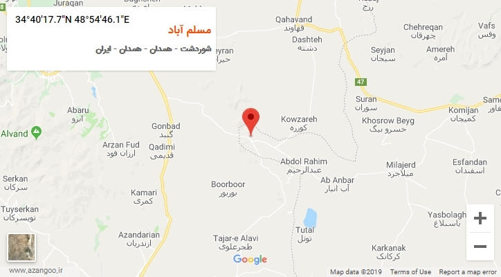 روستای مسلم آباد بر روی نقشه