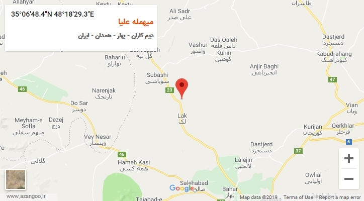 روستای میهمله علیا بر روی نقشه