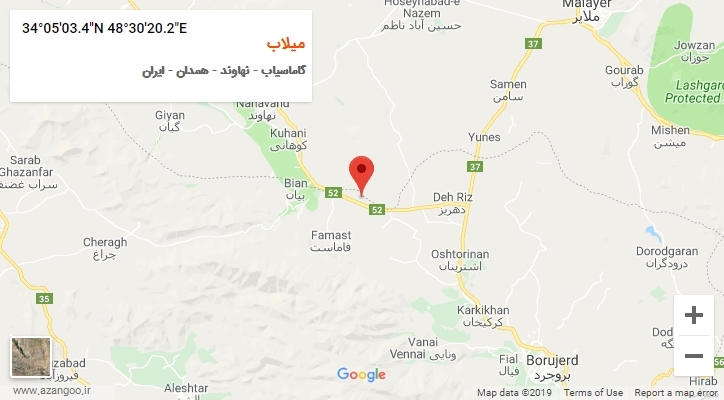 روستای میلاب بر روی نقشه