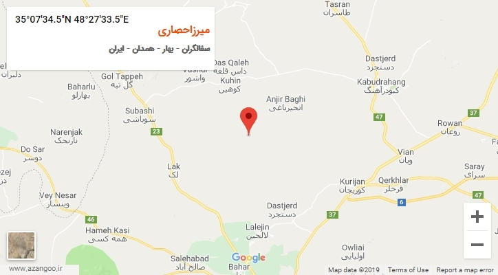 روستای میرزاحصاری بر روی نقشه