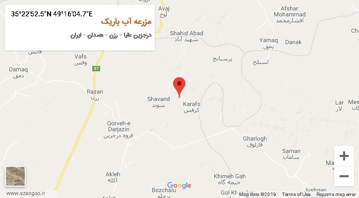 روستای مزرعه آب باریک بر روی نقشه