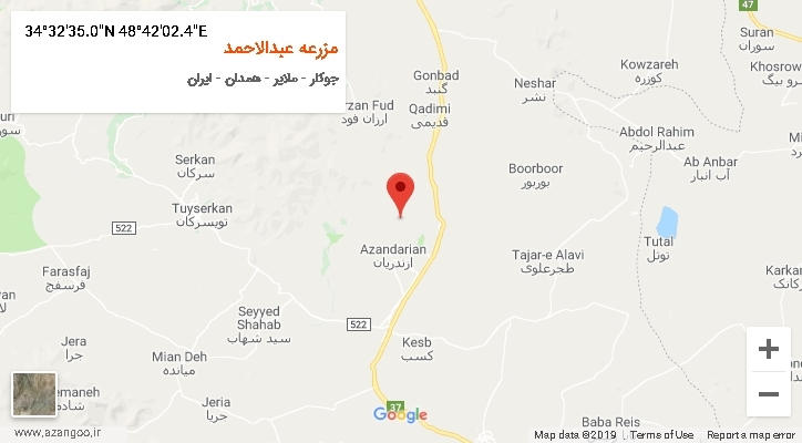 روستای مزرعه عبدالاحمد بر روی نقشه