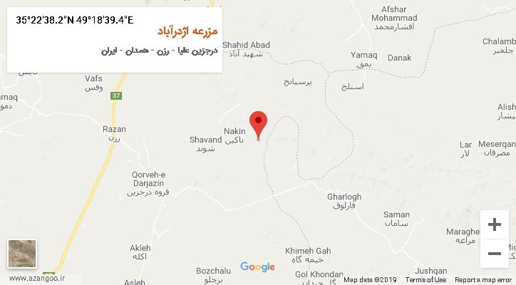 روستای مزرعه اژدرآباد بر روی نقشه