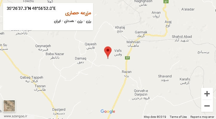 روستای مزرعه حصاری بر روی نقشه