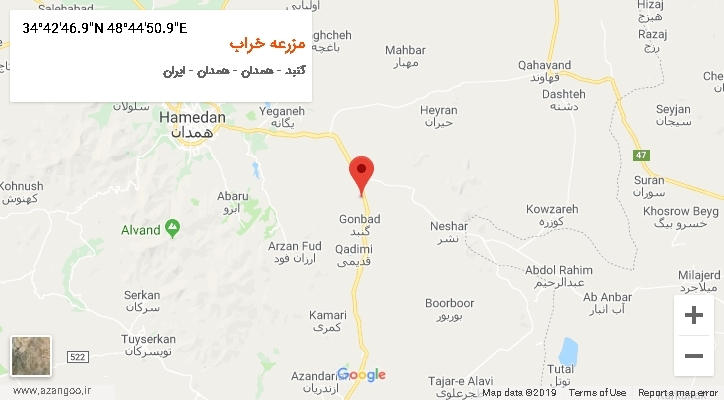روستای مزرعه خراب بر روی نقشه