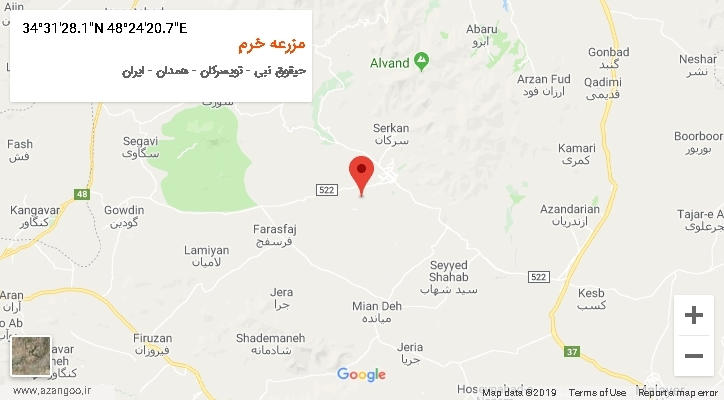روستای مزرعه خرم بر روی نقشه