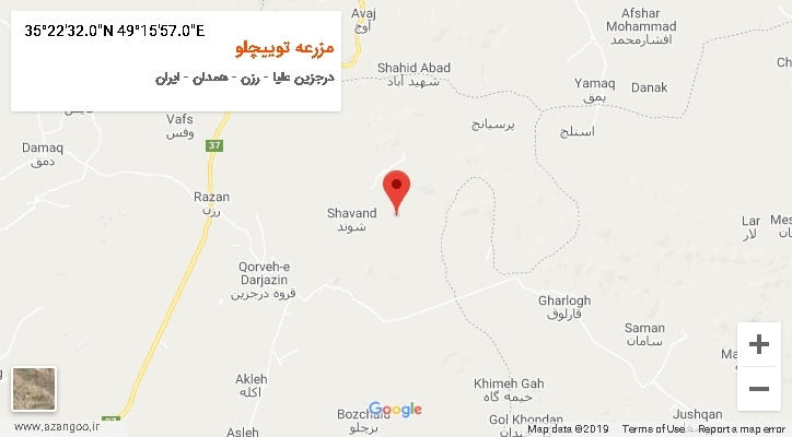 روستای مزرعه توییچلو بر روی نقشه