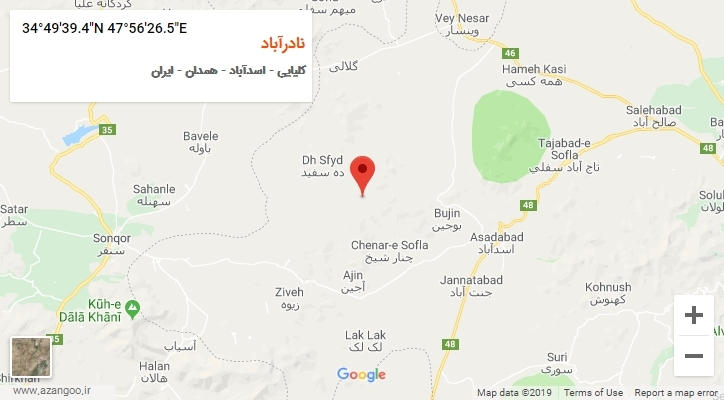 روستای نادرآباد بر روی نقشه