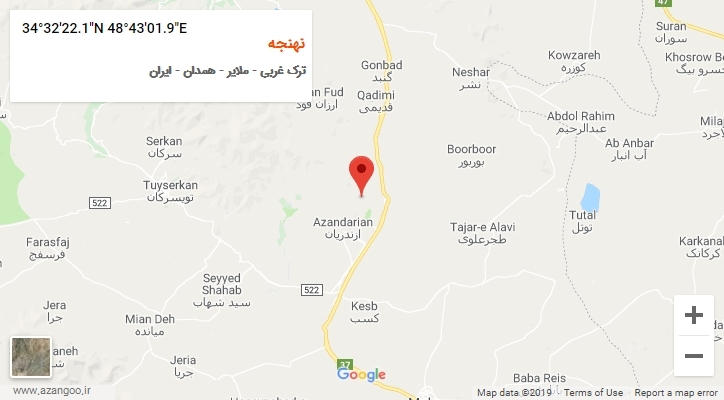 روستای نهنجه بر روی نقشه