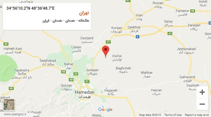 روستای نهران بر روی نقشه