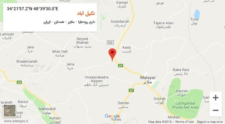 روستای نکیل آباد بر روی نقشه