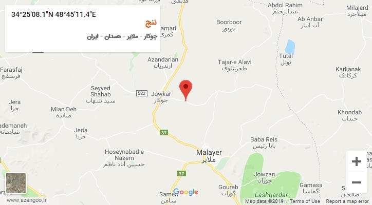 روستای ننج بر روی نقشه