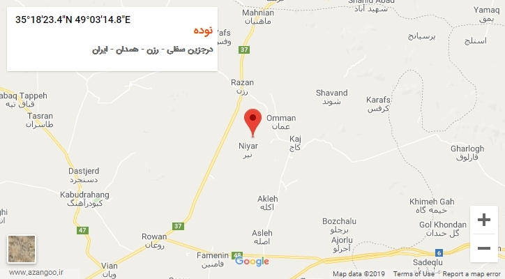 روستای نوده بر روی نقشه
