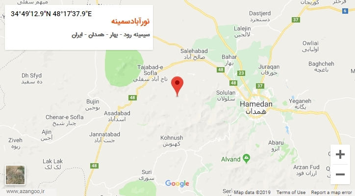 روستای نورآبادسمینه بر روی نقشه