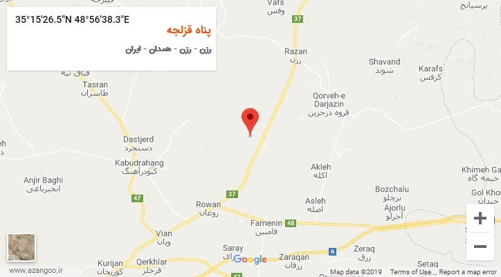 روستای پناه قزلجه بر روی نقشه