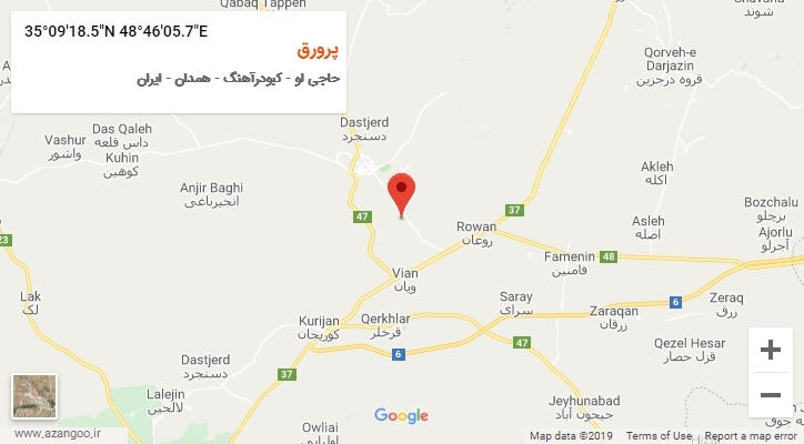 روستای پرورق بر روی نقشه