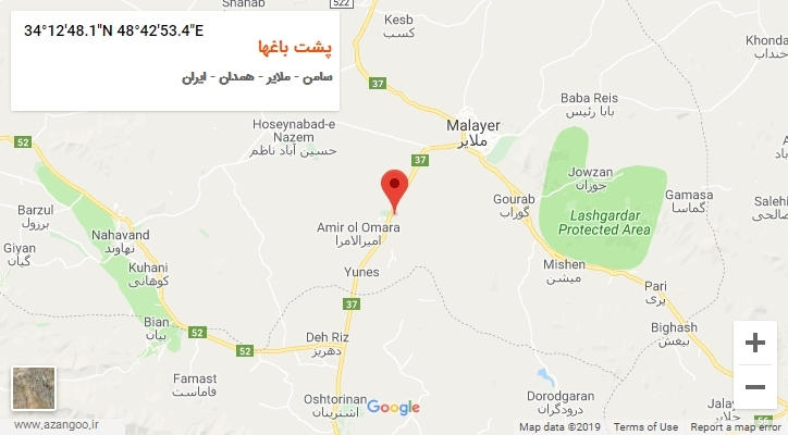 روستای پشت باغها بر روی نقشه