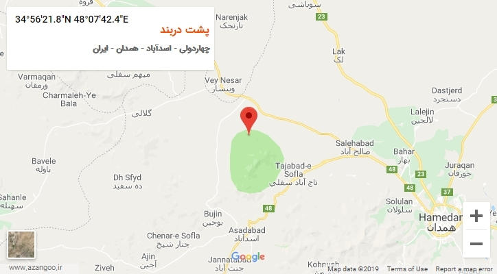 روستای پشت دربند بر روی نقشه