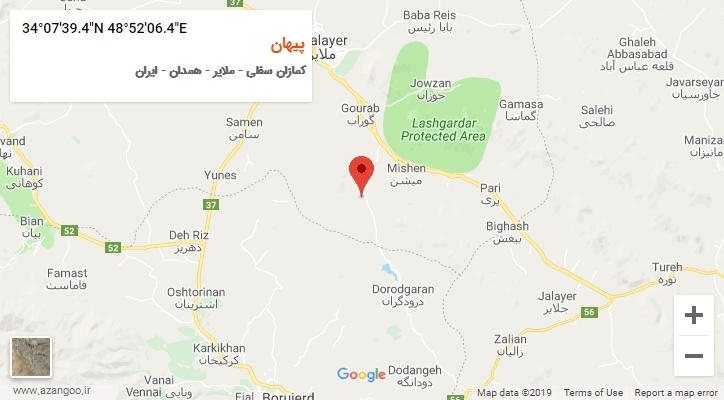 روستای پیهان بر روی نقشه