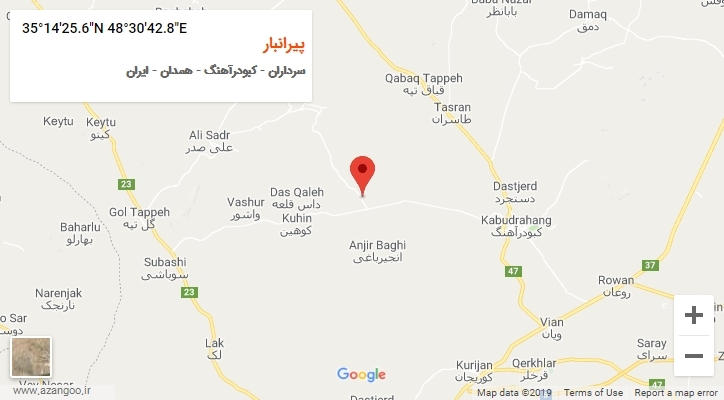 روستای پیرانبار بر روی نقشه
