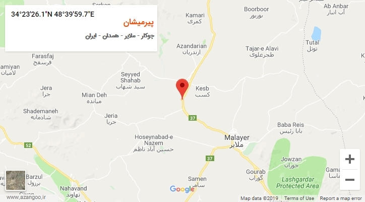 روستای پیرمیشان بر روی نقشه