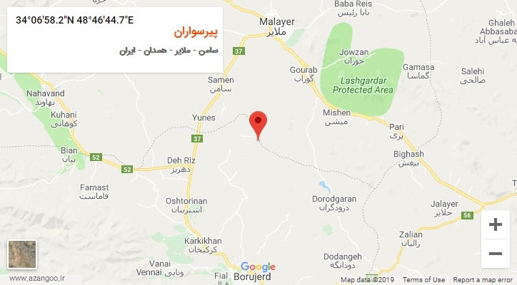 روستای پیرسواران بر روی نقشه