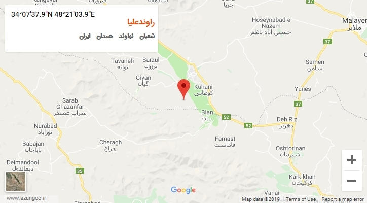 روستای راوندعلیا بر روی نقشه