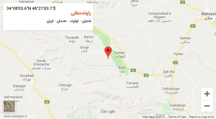روستای راوندسفلی بر روی نقشه