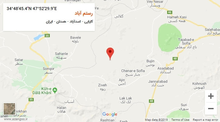 روستای رستم آباد بر روی نقشه