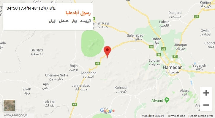 روستای رسول آبادعلیا بر روی نقشه