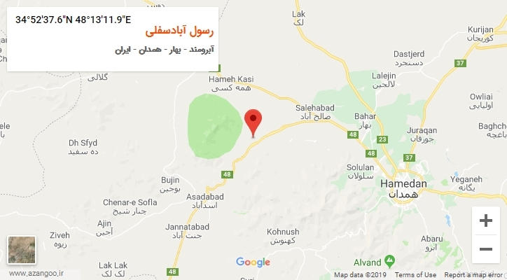 روستای رسول آبادسفلی بر روی نقشه