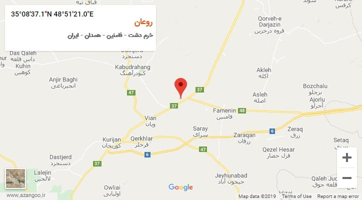روستای روعان بر روی نقشه