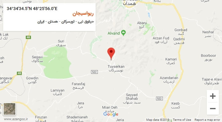روستای ریواسیجان بر روی نقشه