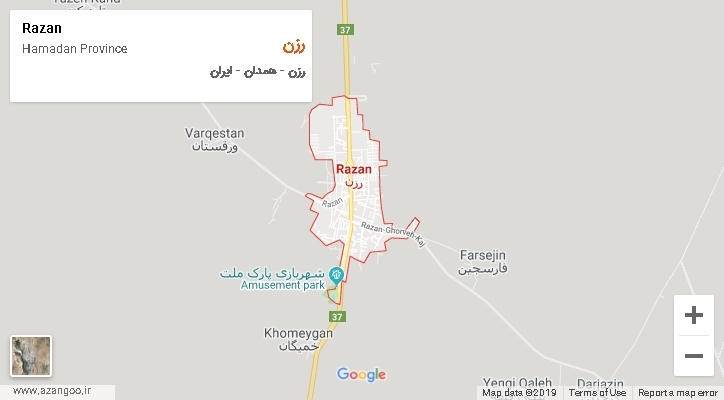 دهستان رزن بر روی نقشه